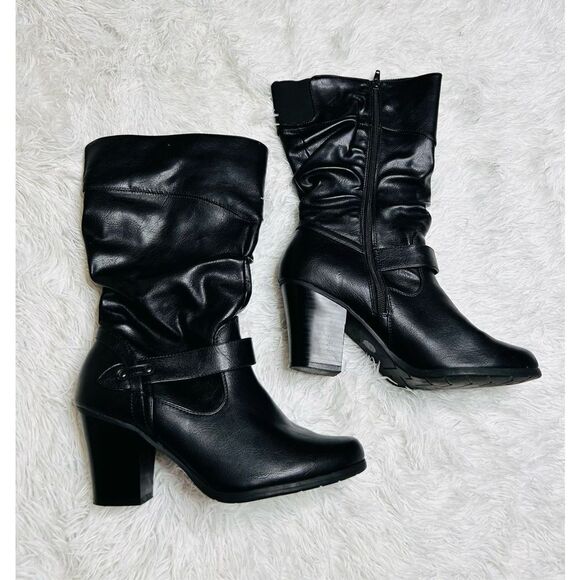 White House Women’s Gracelynn Black Slouch Boots Size 9W - Picture 2 of 12